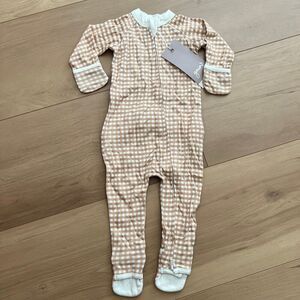 NWT Goumi Kids Picnic Baby Footie SZ 3-6 mo Bamboo Zippy Sleeper Orange Check